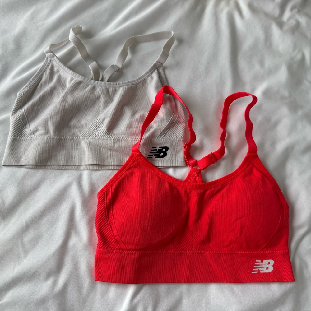 New Balance Women's Vibrant Red and Classic Gray Sports Bras